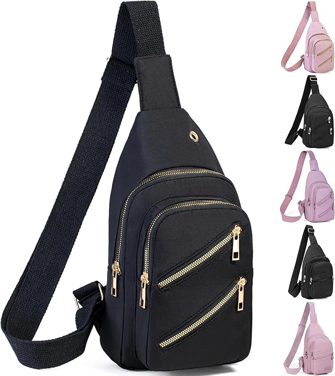 Sling Bag Crossbody Bags for Women, Small Sling Backpack Fanny Pack Cross Body Bag for Outdoors Hiking Traveling - Black