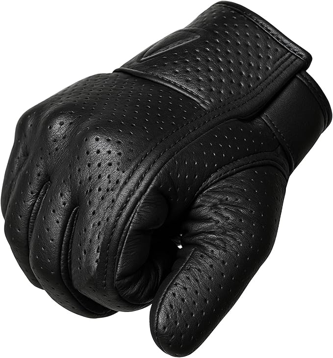 Jackets 4 Bikes Motorcycle Gloves - Premium Leather for Men Women, Touchscreen, Non-Slip, Motorbike Cruiser Street Biker Protector Glove