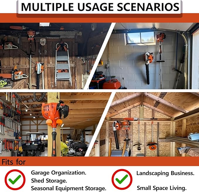 Lawn Mower Wall Mount Bracket 10 Gauge Heavy Duty Steel Powder Coated Orange Garage Storage Organizer Hanger for Most Lawn Mowers with Screws and Plugs Included (1-Pack)