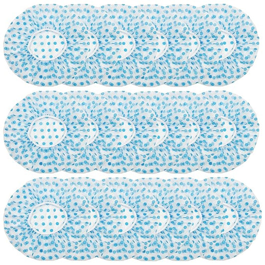 18Pcs Plastic Shower Caps for Women Waterproof Bath Caps Bathing Hair Cap Reusable Shower Caps for Shower,Spa,Salon,Housework,Girls,Home,Travel (Blue)