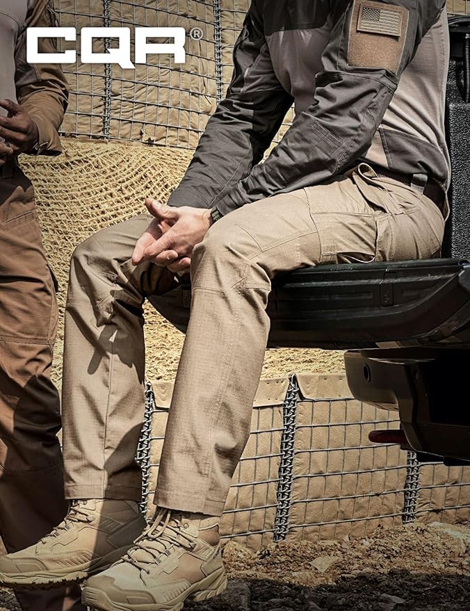 CQR Men's Tactical Pants, Water Resistant Ripstop Cargo Pants, Lightweight EDC Work Hiking Pants, Outdoor Apparel