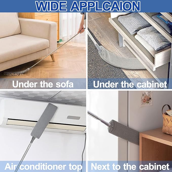 Dust Cleaner Microfiber Duster, Gap Dust Cleaning Artifact with Extension Pole & Bendable Head, Washable Extendable Gap Dusters for Sofa Bed Furniture Bottom,Ceiling Fan,Blinds (Gap Dust Cleaner)