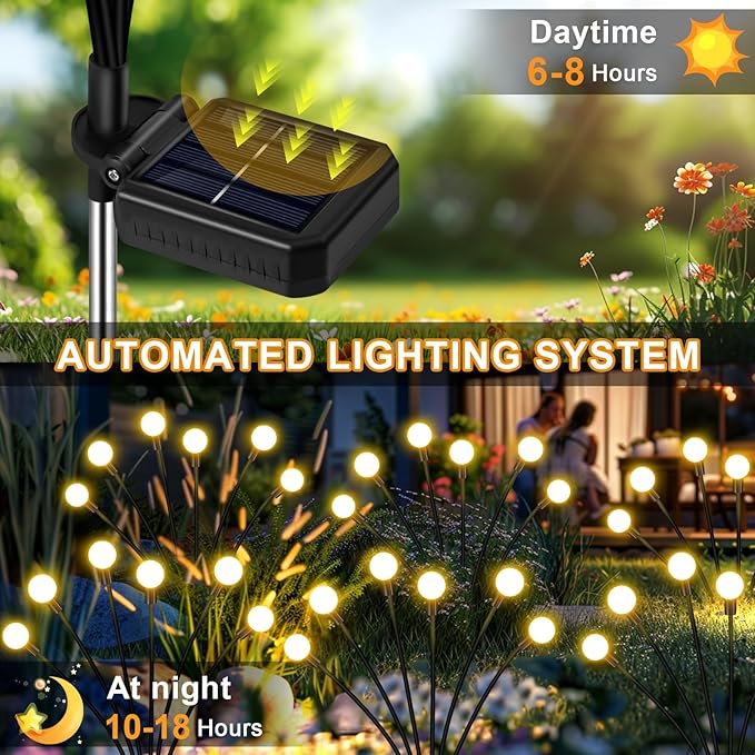 Solar Garden Lights Outdoor, 4 Pack 32LED Swaying Light Waterproof Solar Lights Outdoor for Yard Pathway Patio, Swaying Lawn Decor as Gardening Gifts for Women Holiday