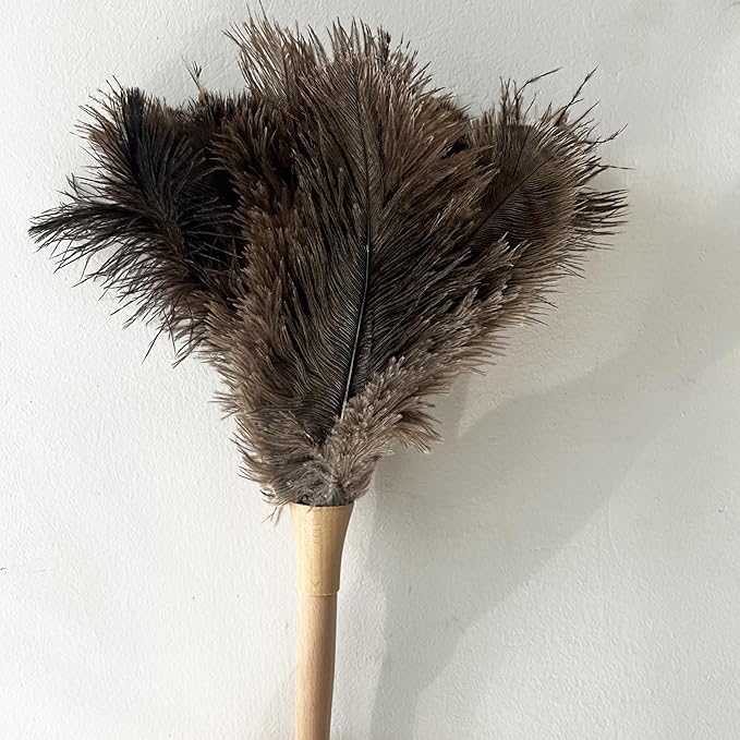 19.7 Inch Ostrich Feather Duster – Soft Dusting Brush for Home, Office, and Furniture Cleaning (Brown)