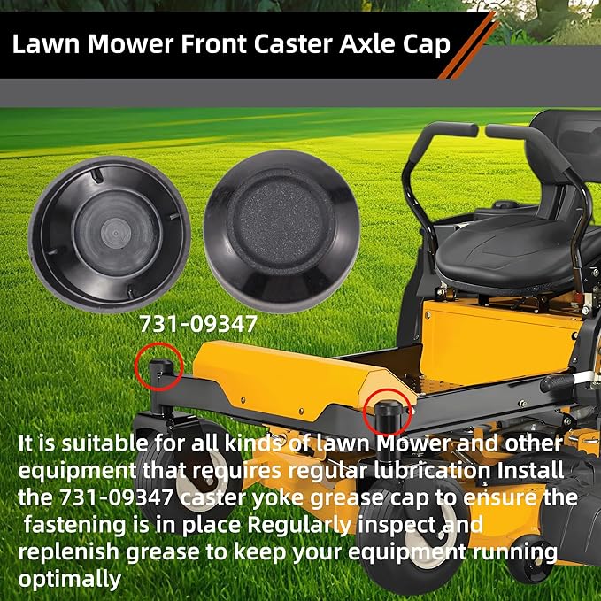 Replacement Lawn Mower Caster Wheel Yoke Grease Cap 731-09347 Fits Cub Cadet，Craftsman, Snapper, Murray, Troy-Bilt, Colombia, Sears Lawn Mower (Set of 4)
