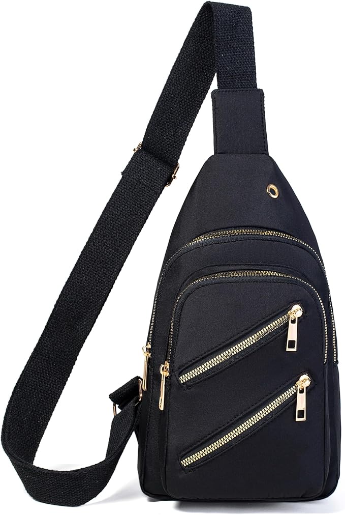 Sling Bag Crossbody Bags for Women, Small Sling Backpack Fanny Pack Cross Body Bag for Outdoors Hiking Traveling - Black