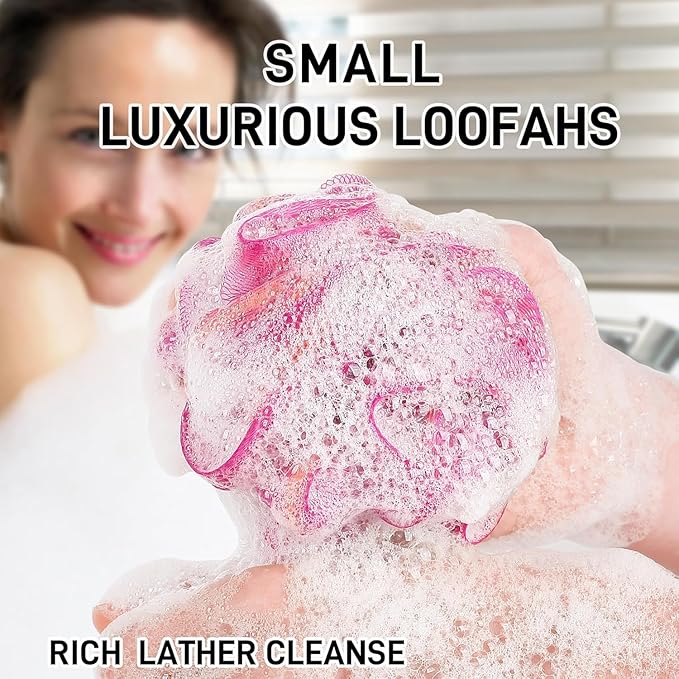 20 Pack Mini Shower Loofah Bath Sponge 20G, Soft Travel Size Nylon Mesh Puff for Body Wash, Loofah Shower Exfoliating Scrubber Pouf for Women and Men, Full Cleanse, Beauty Bathing Accessories