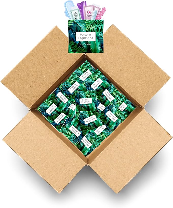 Green Fern Style Menstrual Kit All-in-One 50 Pack | Convenience on The Go | Period Kit Pack for Travelling, Tweens & Teenagers or just When You’re Out | Individually Wrapped Feminine Hygiene Product…