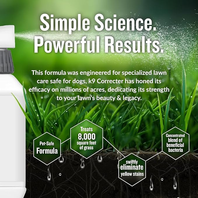 Turf Titan K9 Correcter w/Hose End– Dog Urine Neutralizer for Lawn (32 oz) – Urine Neutralizer For Dogs to Revive your Grass – Lawn Care Solution for Green, Odor-Free Grass – Covers Up to 8,000 Sq Ft