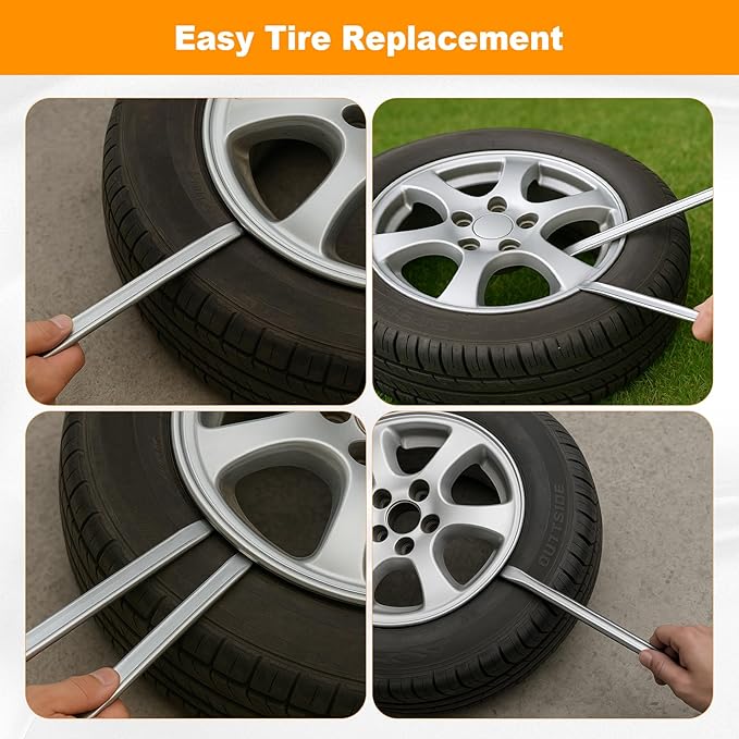 Tire Spoons Tire Iron - 2Pcs 12In Industrial-Grade Heavy-Duty Steel Tire Removal & Changing Tool for Motorcycle, Bicycle, Lawn Mower, Scooter, Small Vehicles