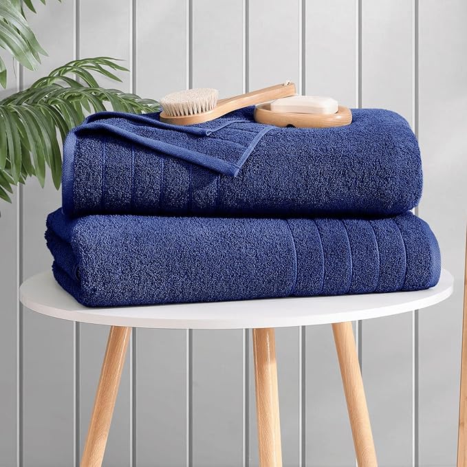 Casa Platino 100% Cotton 4 Pack Bath Sheets Set (36"x72") - Ring Spun Cotton Extra Large Bath Towels Set - Quick Dry, Soft & Absorbent Oversized Towel Sets - Dorm Essentials for Boys - Navy Blue
