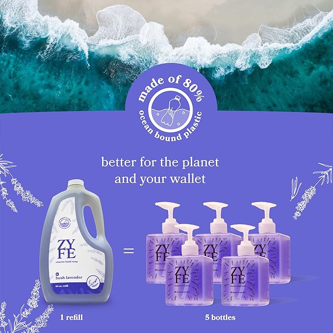 Lavendar Hand Soap Refill 6-pack [3 Gallon] Liquid Hand wash Refill Gallon - Natural Plant Derived Moisturizing Handsoap with Essential Oil Fragrance - Bulk for School Office Airbnb Gym