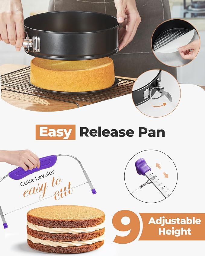 Kootek 700pcs Cake Decorating Kit, Baking Supplies with Springform Pans, Cake Turntable for Decorating, Piping Tips Set, Pastry Bags, and More Baking Tools