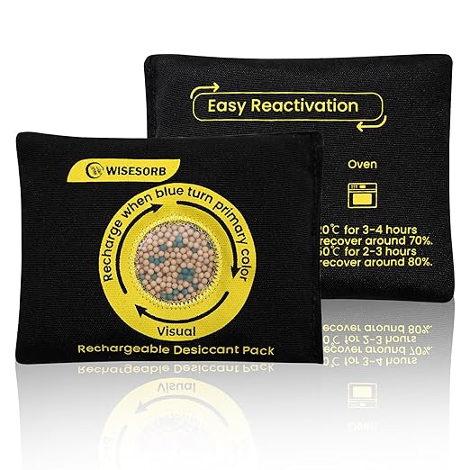 100g Reusable Molecular Sieve Desiccant Packs – Rechargeable Dehumidifier with Color Indicator for Storage, Gun Safes, Electronics, 3D Printing Filaments, Closets, Cars [3 Pack]