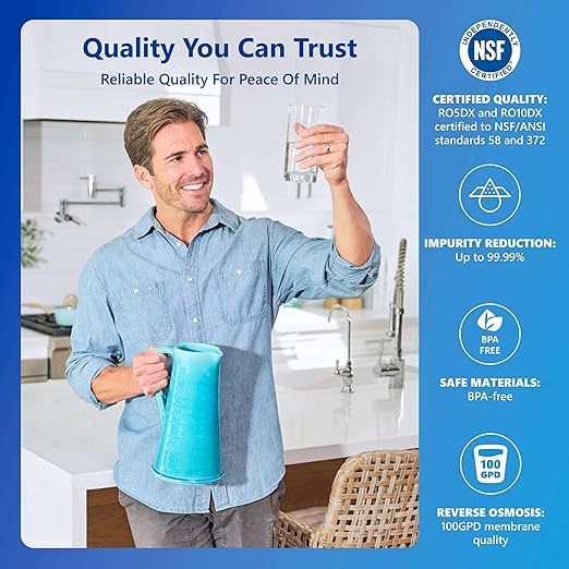 Express Water Reverse Osmosis Deionization Filtration System - 6 Stage RO With Faucet and Tank - Under Sink Filter - 100 GPD