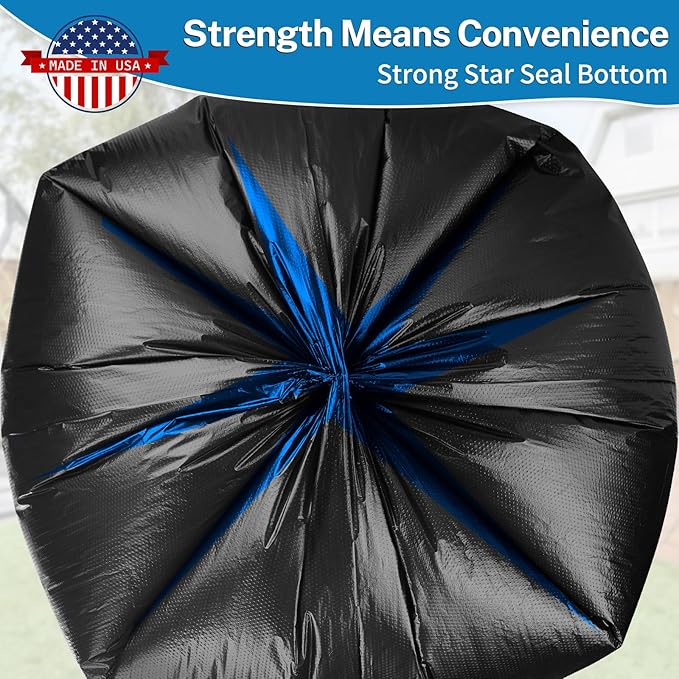 Trash Bags 30-33 Gallon, Black - Medium Duty 250 Count Bulk Pack | 32" x 38" | Durable & Tear-Resistant Garbage Bags for Home, Commercial, Construction & Outdoor Use | Made in USA