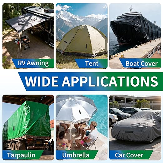 YONGJIN RV Awning Repair Tape, Heavy Duty Outdoor Tent Repair Tape and Tarp Tape, Waterproof Tarp Patch Kit for Camper, Boat Covers, Canvas, Sail, Canopy, and Outdoor Fabric Tear Repair (3 inch)