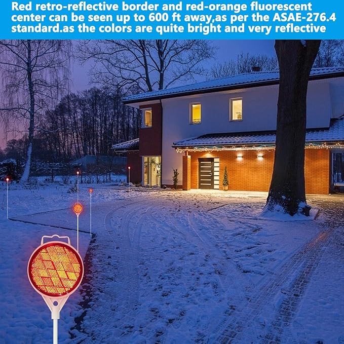Reflective Driveway Markers, Reflectors for Driveway Entrance, Snow Plow Markers, 51 Inch Fiberglass Pole Double Sided Reflector for Driveway (Pack of 8)