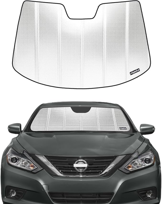 Windshield Sun Shade for Nissan Altima 2019-2024. Reflective Aluminum Film Front Window Sunshade - BLAZBLOCK
