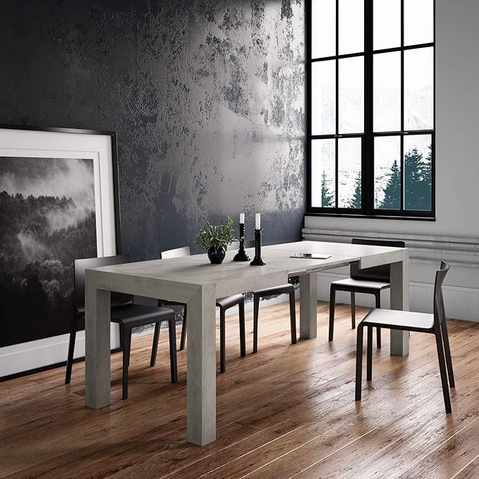 Mobili Fiver, Iacopo Extendable Dining Table, 55.1(86.6) x35.4 in, Pearled Elm, Made in Italy