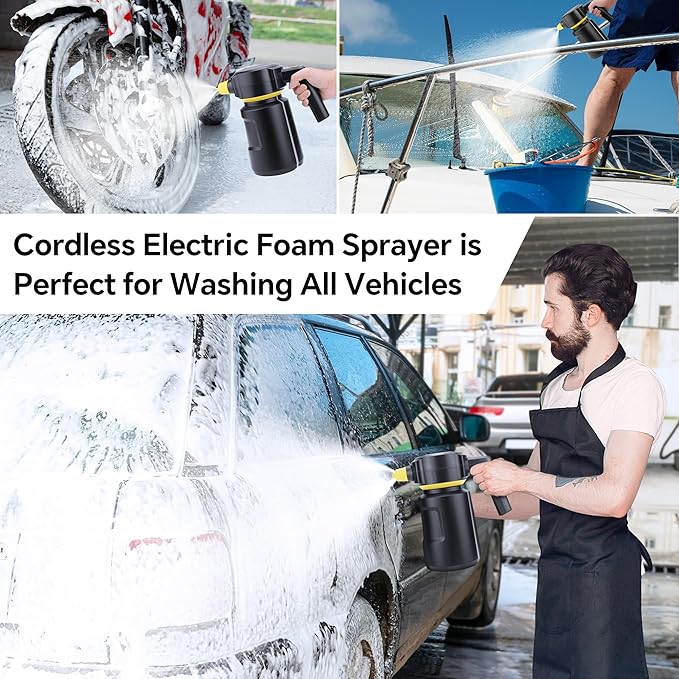 Electric Car Foam Sprayer 2L Cordless Foam Cannon Battery Powered Foam Gun Car Wash Sprayer 4500Mah USB C Rechargeable