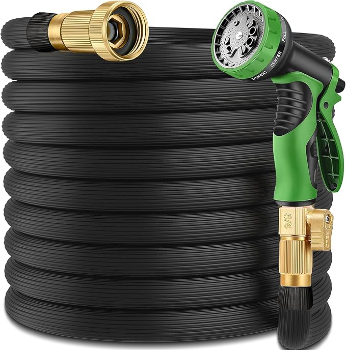 150 ft Garden Hose - 2025 New Upgraded Flexible Water Hose - Ultra Lightweight Kink-free Car Washing Pipe with 10 Function Sprayer and 3/4" Solid Brass Fittings - Durable,Leak proof Garden Hoses