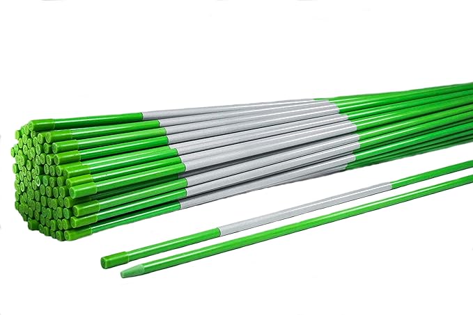 4ft Pro Snow Stakes - 48" x 5/16" Driveway Markers, Pointed Tip, Hy Viz Reflective Tape, Armor Cap (Choose Color/Quantity) (10, Green)