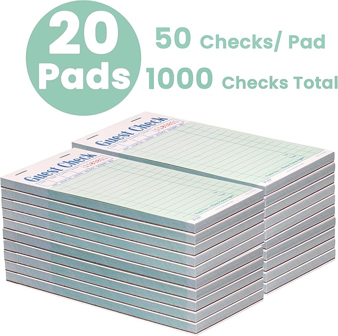 FMP Brands Double Part Guest Check for Servers, Server Note Pads 1000 Sheets (20 Pads), Server Books for Waitress with Carbon Copies, Guest Check 2 Part Carbonless, Check Book for Cafes, Restaurants