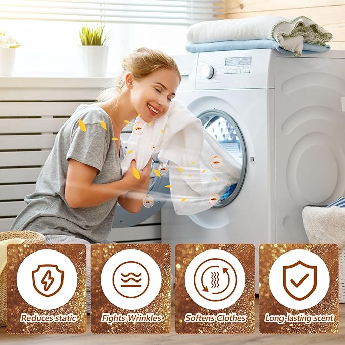 600 Count Dryer Sheets Bulk Fabric Softener Fresh Scent Dryer Sheets Naturally Softens and Removes Static Cling, Ideal for Large Households, Sensitive Skin(Amber)