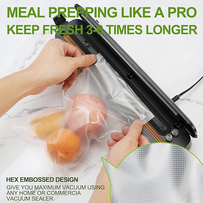 W&Y W&Y 100 Single-Ply Vacuum Sealer Bags (6"x10" Quart) – Pre-Separated, Commercial Grade, BPA Free for Food Storage, Sous Vide & Meal Prep – 1 Pack (100 Count)