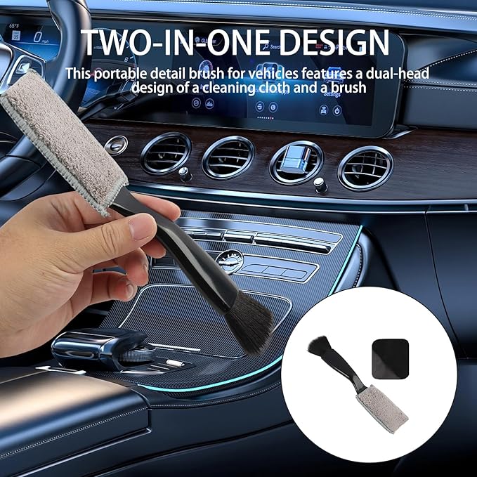 Car Screen Cleaner and Interior Detailing Kit, Microfiber Cloth Duster Brush Cleaning Wipes for Car Touchscreen Dashboard Dust, Auto Cleaning Tools Set Fit for Car Owner