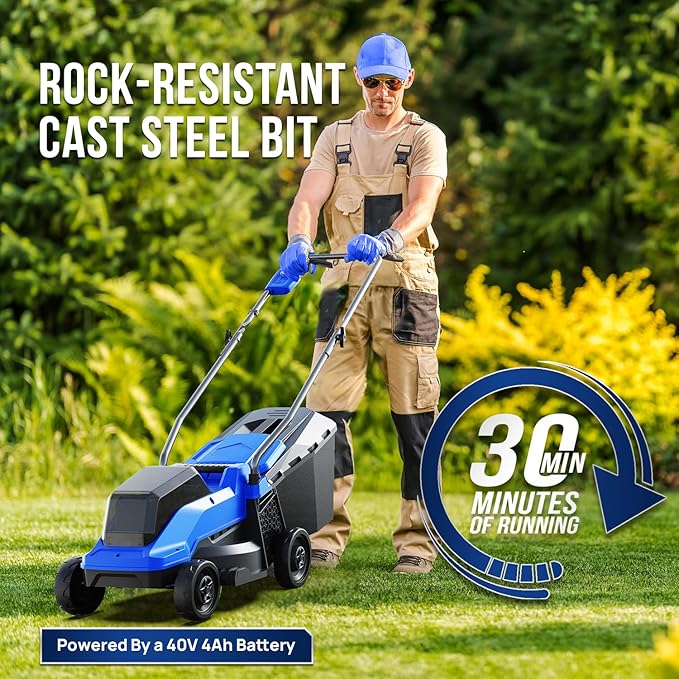 Wild Badger Power 40V 14″ Cordless Lawn Mower Brushless,2,368 sq ft/0.049 ac,1×4.0Ah Battery & Fast Charger, 5-Position Height,for Townhomes & Small Yards