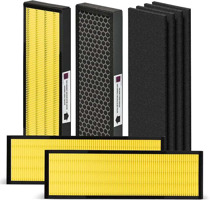 [For Pet] Nisreen FLT5000 HEPA Filter C Compatible with Germ-Guardian Air Pu-rifier Filter Replacement AC5000 AC5250PT AC5300 AC5350 and more, 4x H13 HEPA & 4x Extra Carbon Pre-Filters