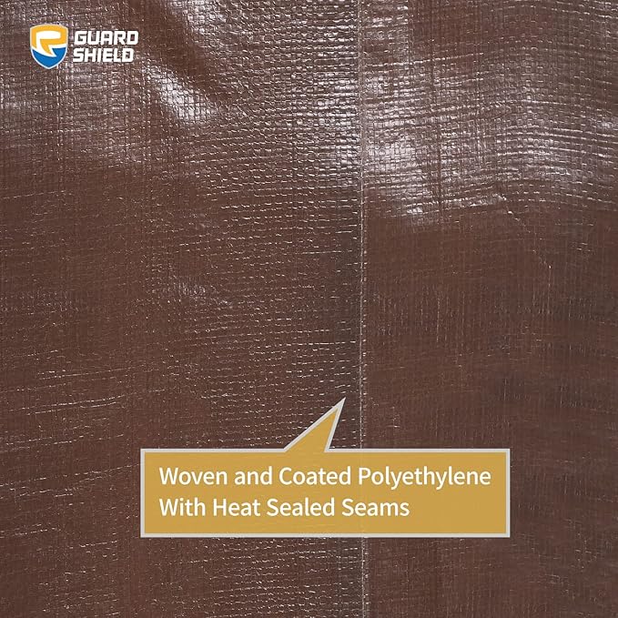 GUARD SHIELD Tarps Heavy Duty Waterproof 8x10 Feet Brown/Silver Poly Tarp Cover Outdoor Thick UV Resistant Tarpaulin with Grommets 10mil (2-Pack)