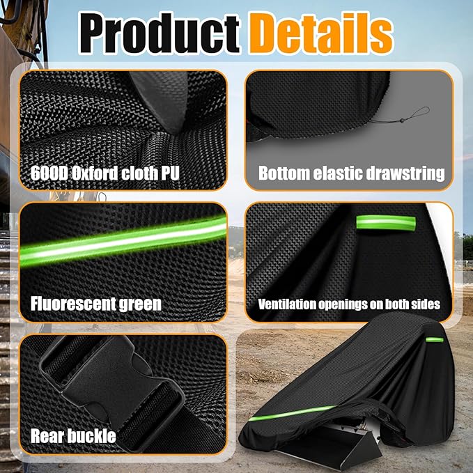 Skid Steer Loader Cover, Suitable for Bobcat MT100, Kubota SCL1000, New Holland C314, and CASE TL100 600D Oxford Cloth Loader Cover, Waterproof and UV Resistant (Black, Without Cockpit (only Cover))