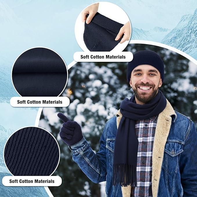 Unittype 300 Pcs Winter Beanies Gloves Scarf Set Bulk 100 Knit Skull Cap 100 Pair Winter Gloves 100 Neck Warmer for Men Women