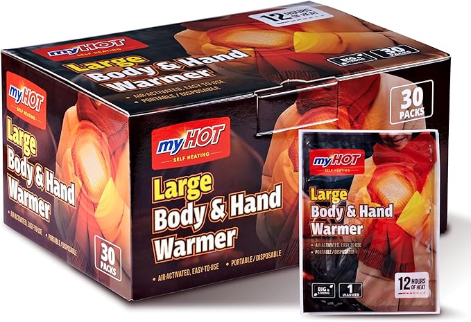 Body & Hand Warmer, Long Lasting Heat, Non-Adhesive, Air-Activated Warmers for Outdoor Sports, Camping, Winter Commutes - Made in Korea