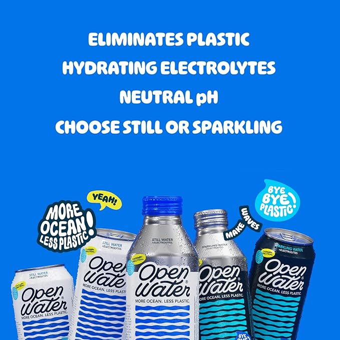 Open Water Still Bottled Water with Electrolytes in 16-oz Aluminum Bottles (Mini Pallet 720 Bottles - Still) | BPA-free and Eco friendly