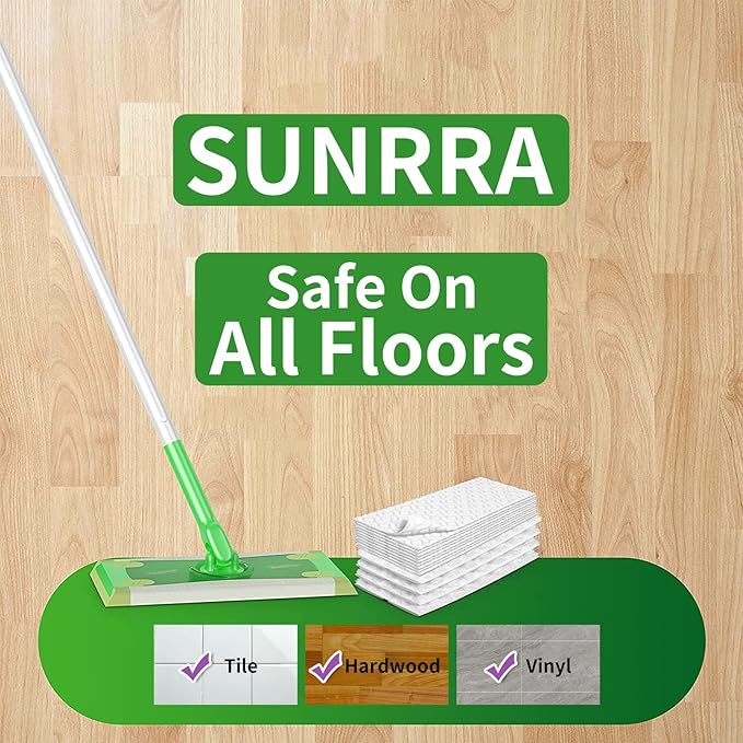 200 Count Thickeded Dry Sweeping Cloths Compatible with Swiffer Pad, Strong Removal for Dust, Hair and Dander, Dry Refills Compatible with Swiffer Mop, 11 x 8.6 inch