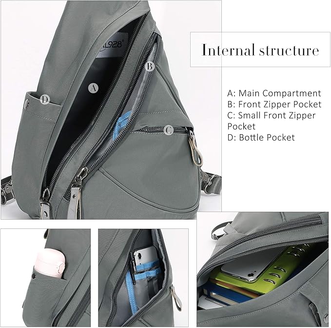 KL928 Nylon Sling Bag - Small Crossbody Backpack Shoulder Casual Daypack Multipurpose Rucksack for Men Women