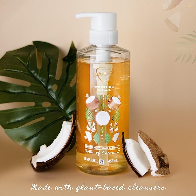 Safeguard Hydrating Liquid Hand Soap, Coconut Scent, Made with Plant Based Cleansers, 15.5 oz (Pack of 4)