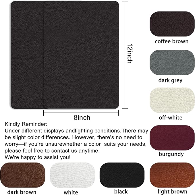 Self Adhesive Leather Repair Patch,8x12 inch Vinyl Repair Kit,Leather Repair Kit for Furniture,Car Seat,Couch,Office Chair,2 Pcs Coffee