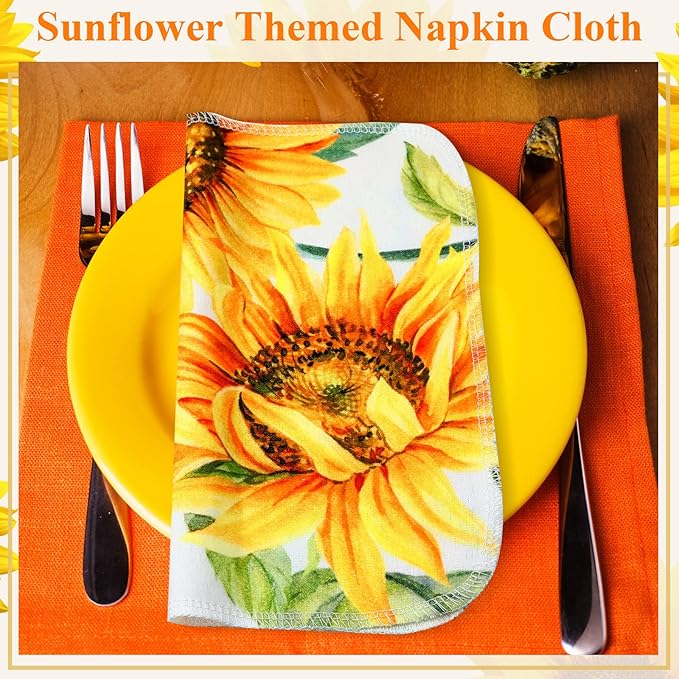 Redbaker 50 Pcs Reusable Paper Towels Paperless Reusable Cotton Cloths Toilet Absorbent Washable Paper Towels with Roll Kitchen Dishcloth for Kitchen Paperless Dishcloths(Sunflower)
