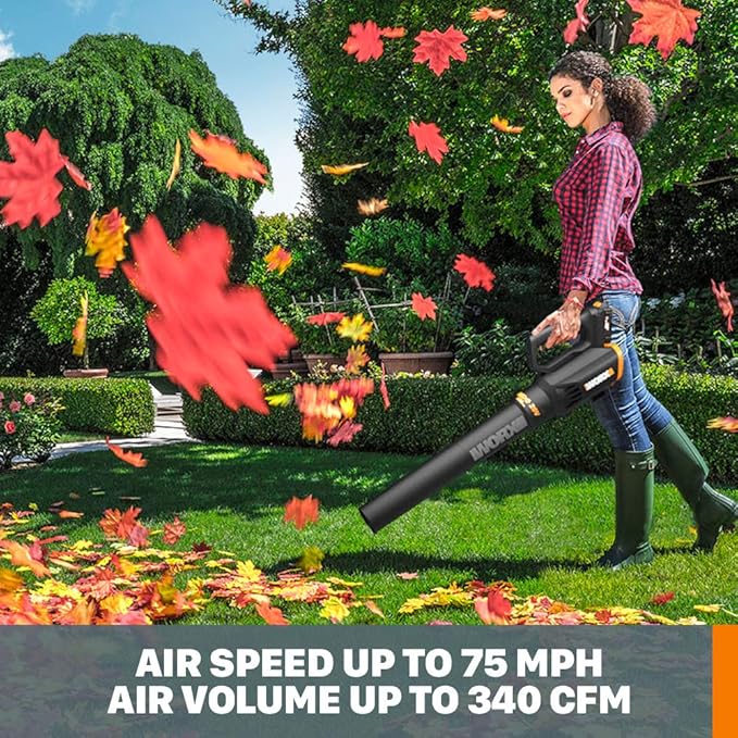 WORX WG547.9 20V Cordless Leaf Blower, Electric Blower with Turbine Fan, Blowers for Lawn Care with 2 Speed Control, Battery & Charger Not Included