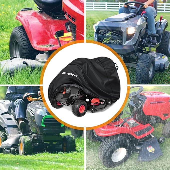 NEVERLAND Riding Lawn Mower Cover - Lawn Tractor Cover with Drawstring & Storage Bag, Fits Decks up to 54", 420D Polyester Oxford, Reflective Handles