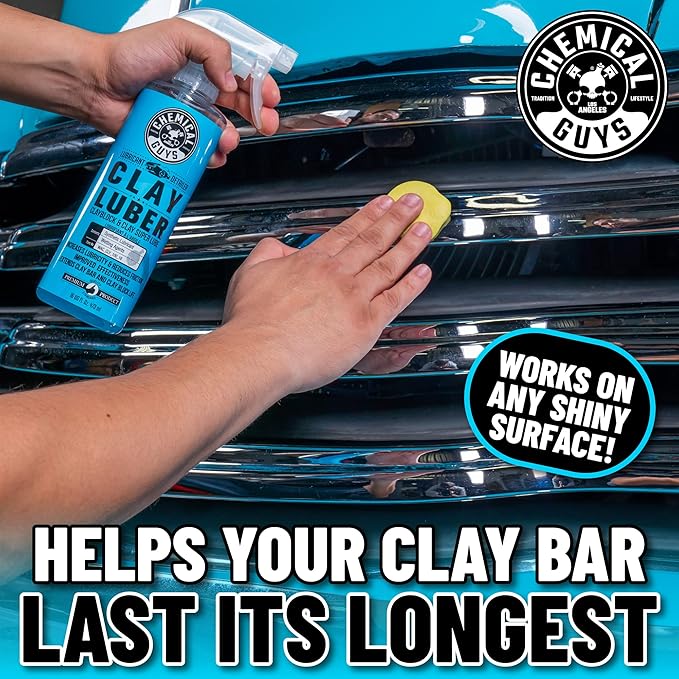 Chemical Guys Clay Bar and Luber Synthetic Lubricant Kit - Light/Medium Duty OG Clay Bar for Removing embedded dirt from Paint, Glass, and Metal, Essential Detailing Accessory - 2 Items