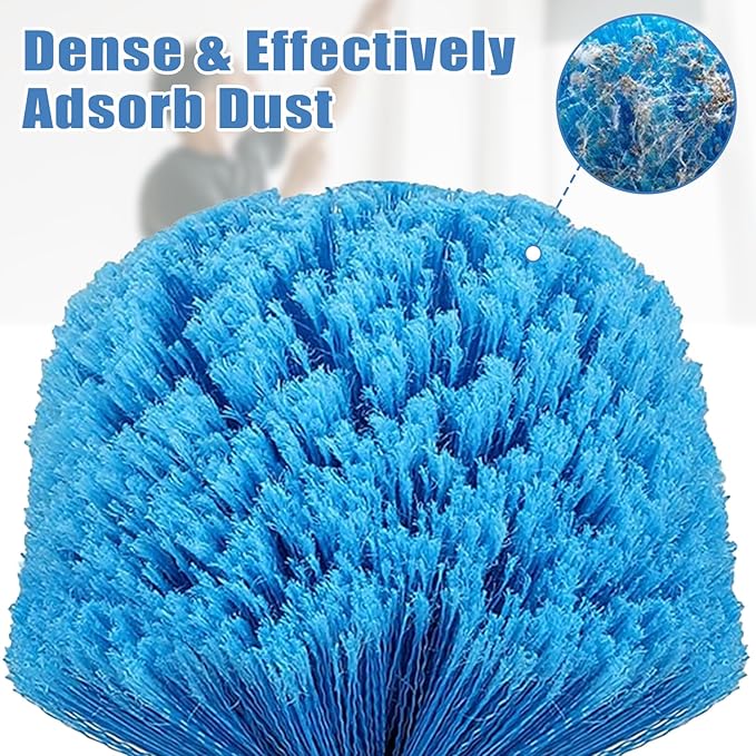 Cobweb Duster with Extension Pole, 6FT Adjustable Stainless Steel Handle & 360° Flexible Duster Head, Lightweight Washable Web Brush for High Ceiling - Indoor Outdoor Use
