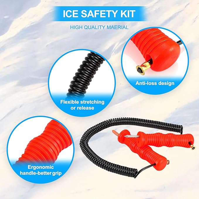 CozyCabin Ice Fishing Safety Picks Kit with Whistle Ice Fishing Accessories for Ice Fishing, Ice Skating, Ice Safety Spikes