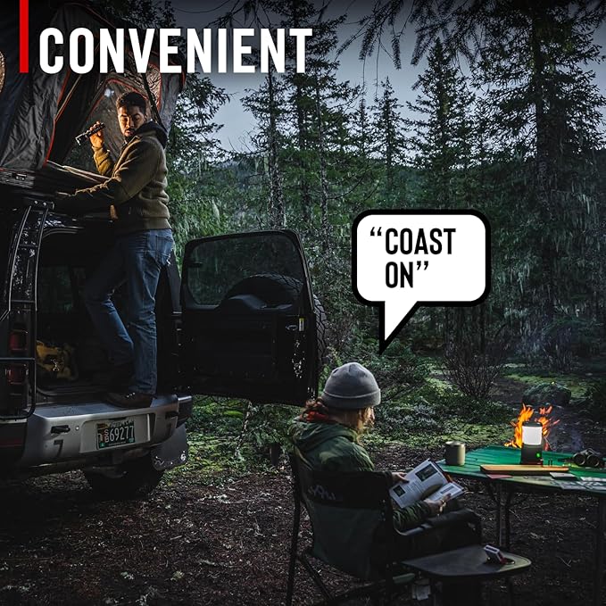 Coast EAL35R 1000 Lumen Voice-Controlled LED Emergency & Camping Area Lantern with Warm, Cool White, Day, Red & Red Flashing Mode, Power Bank Functionality - Forest