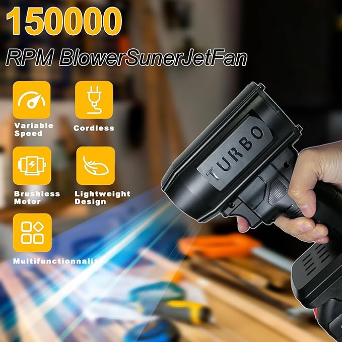 Electric Cordless Leaf Blower, 150,000 RPM Turbo, 200 Mph, High-Power Blower, Portable Handheld Leaf Blower for Patio Cleaning, Lawn Care, Blowing Leaves (for Dewalt)